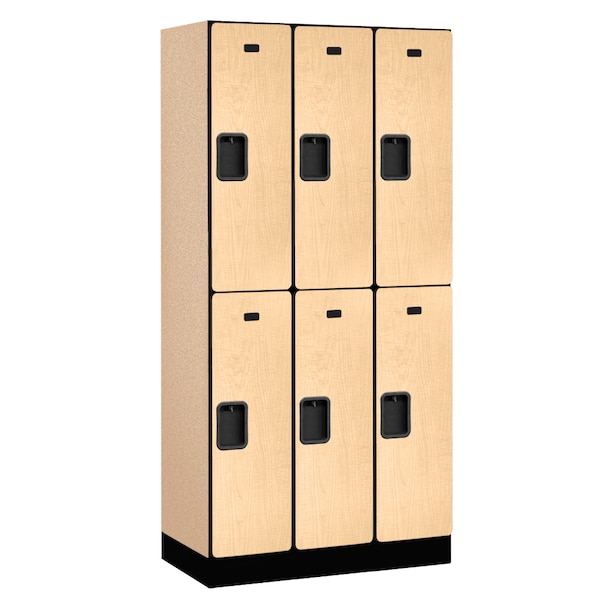 Wardrobe Locker, 36" W, 18" D, 76" H, (3) Wide, (6) Openings, Maple